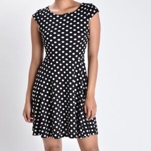 LIKE NEW Zara black and white polka dot mini dress size small